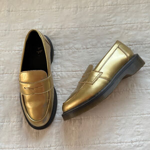 Dr. Martens Gold Patent Leather Platform Loafers • Size: 6 / 37